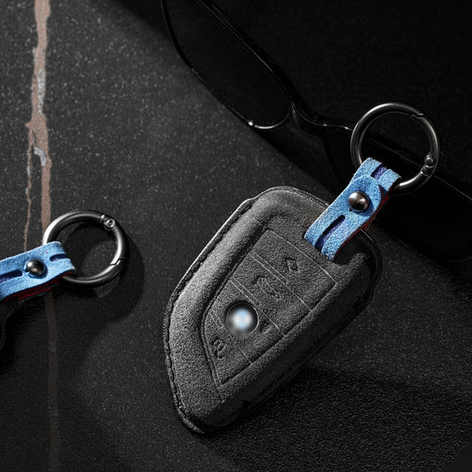 Funda para llavero de BMW con diseño de hoja de alcántara