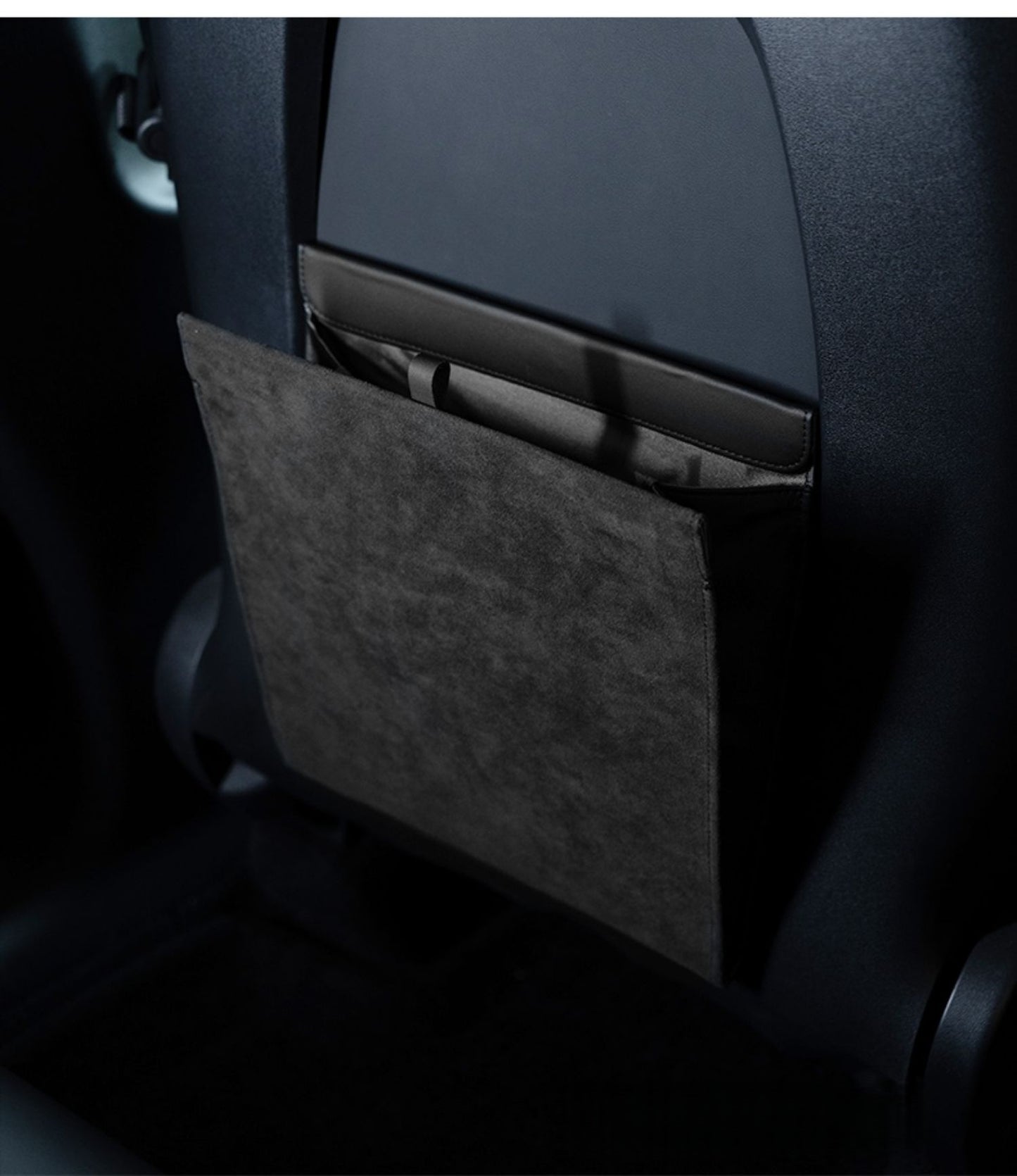 Organizador plegable para coche Alcantara con protección contra patadas