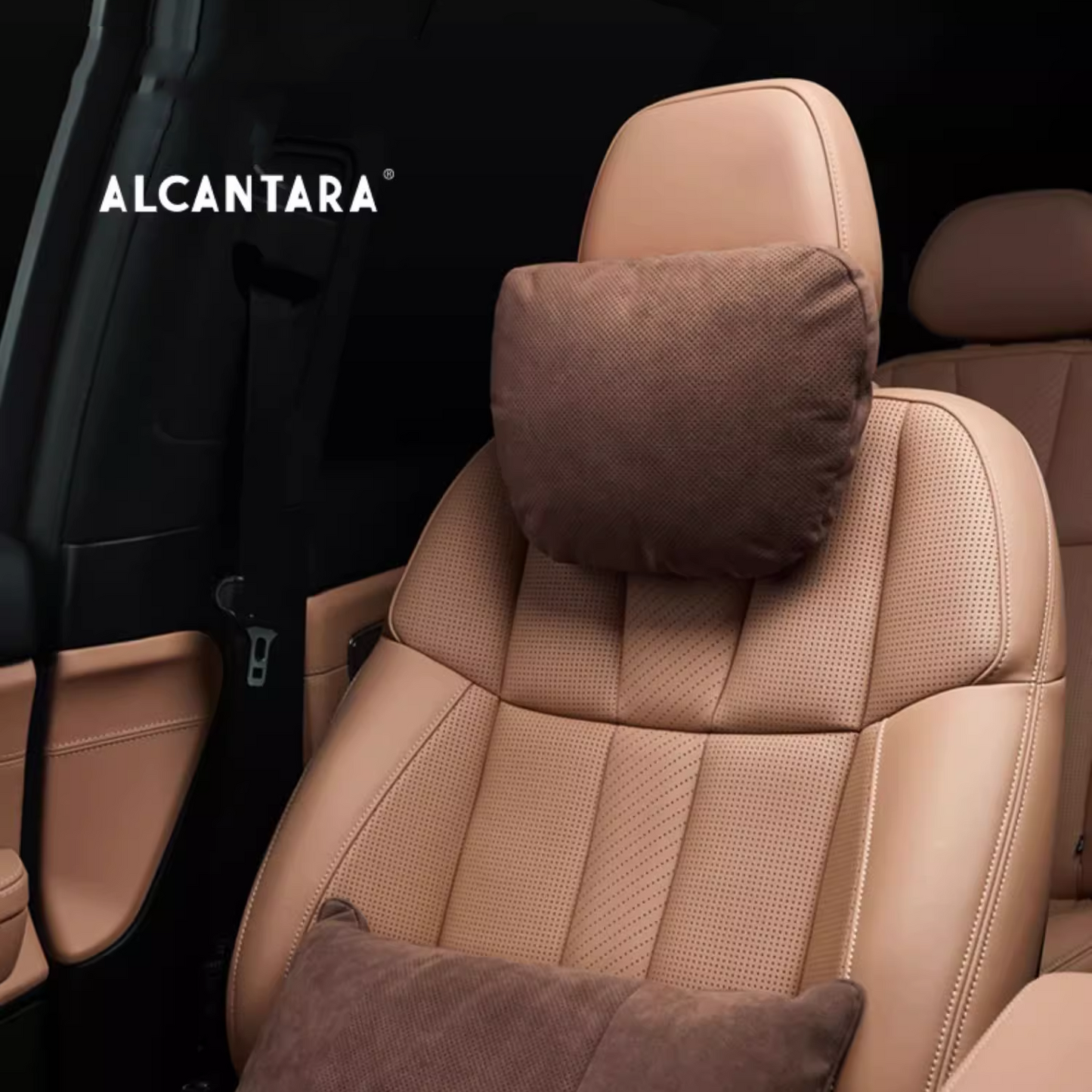 100% Alcantara Maybach Car Neck Pillow for Headrest brown 2 | Racesio.com