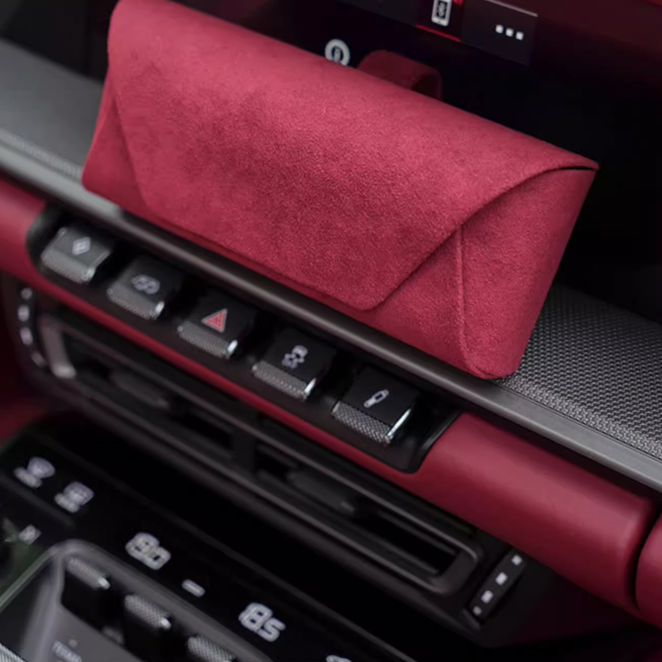 Alcantara Sunglasses Holder for Car Visor Burgundy 3 | Racesio.com