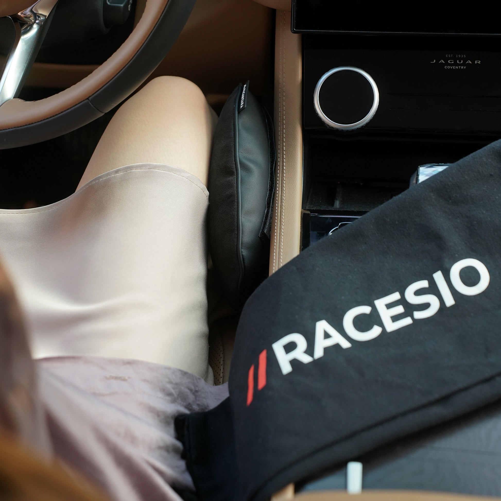 Alcantara Car Center Console Knee/Leg Cushion 2 | Racesio.com