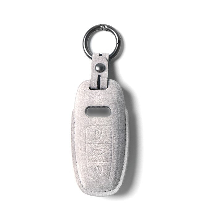 Alcantara Key Fob Cover for Audi E-Tron Series and More Light Grey | Racesio.com