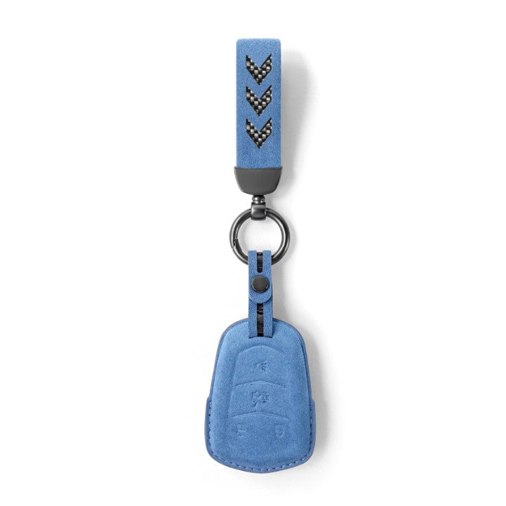 Alcantara Key Fob Cover for Cadillac Escalade 4 Buttons Key Sky Blue | Racesio.com
