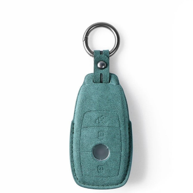 Alcantara Key Fob Cover for Mercedes-Benz C E Class and More Dark Green | Racesio.com