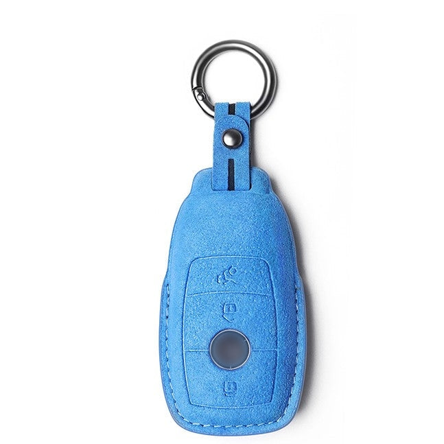 Alcantara Key Fob Cover for Mercedes-Benz C E Class and More Sky Blue | Racesio.com