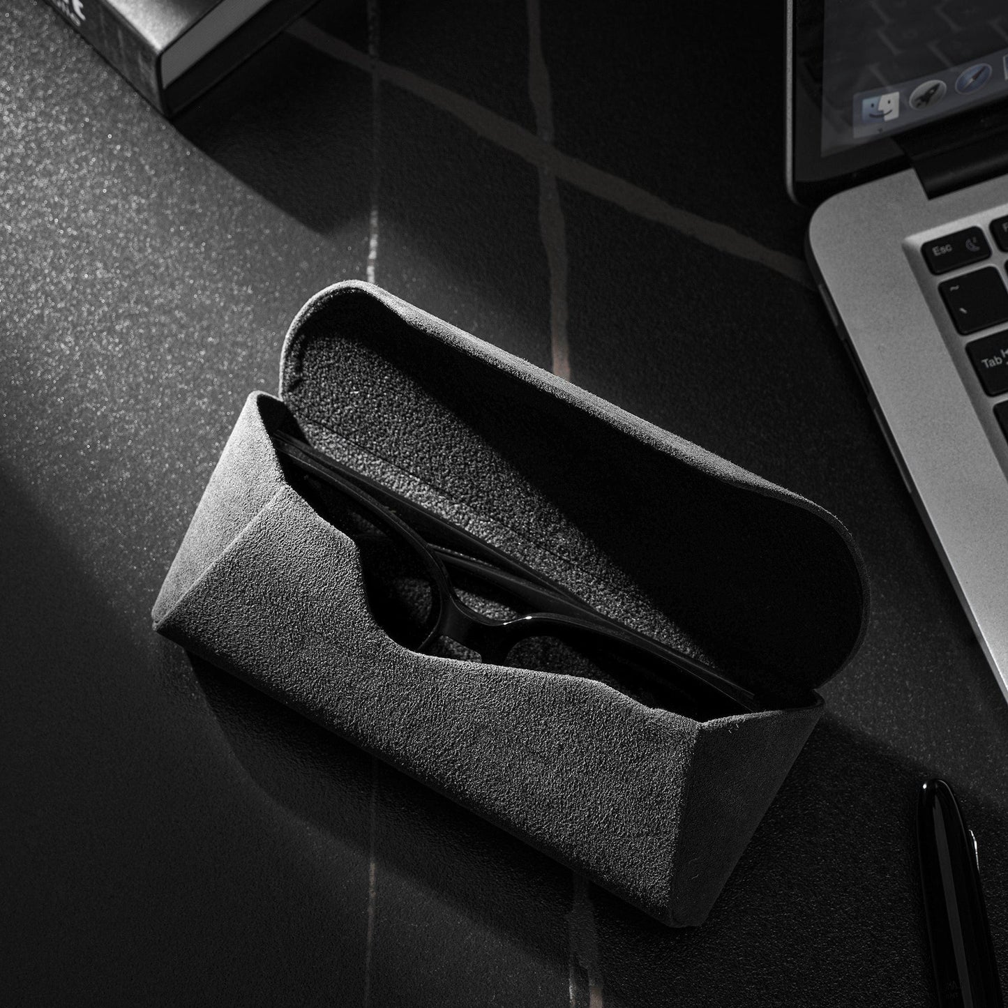 Grey Alcantara Sunglasses Holder for Car Visor - Racesio