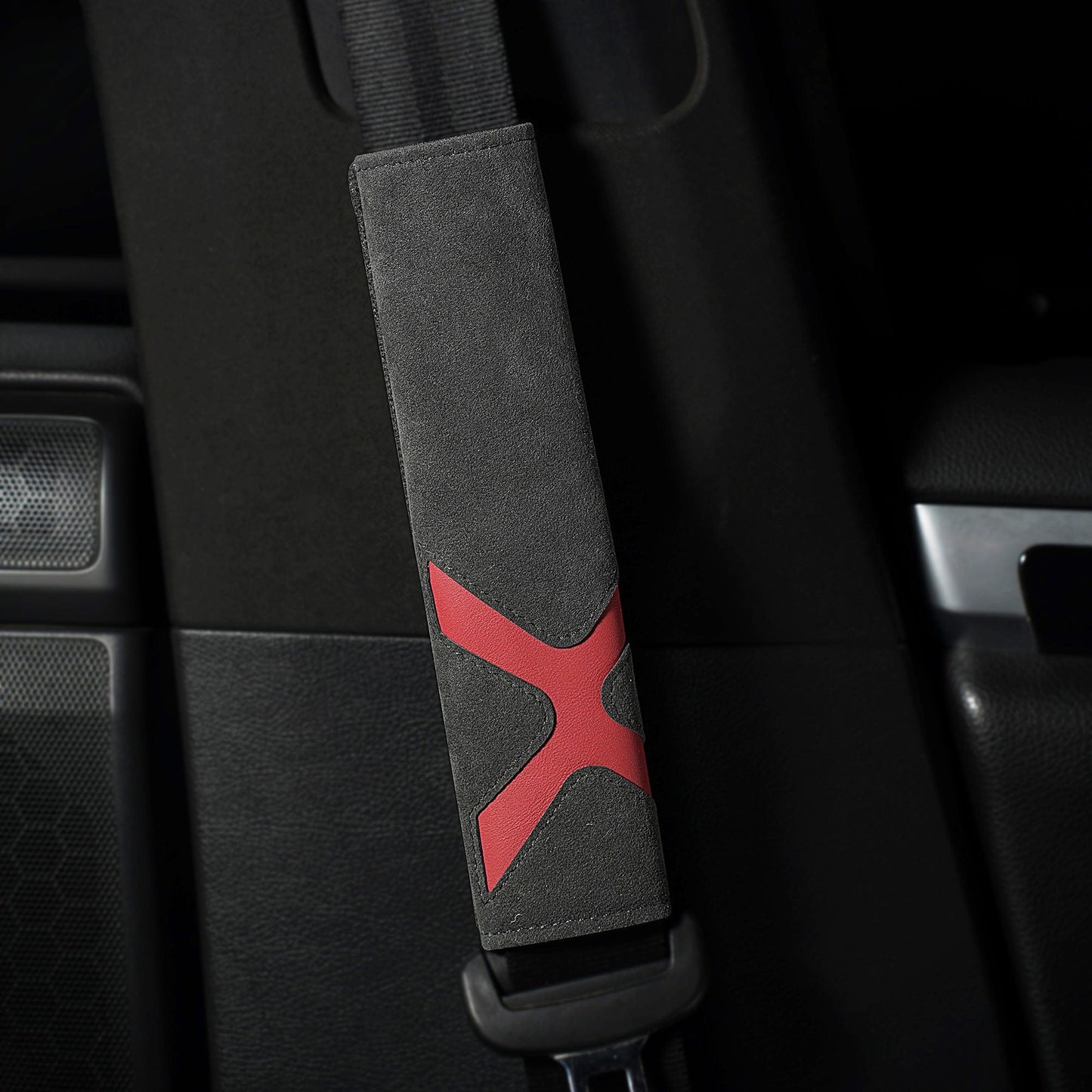 Red Blade Alcantara Seat Belt Cover - Racesio