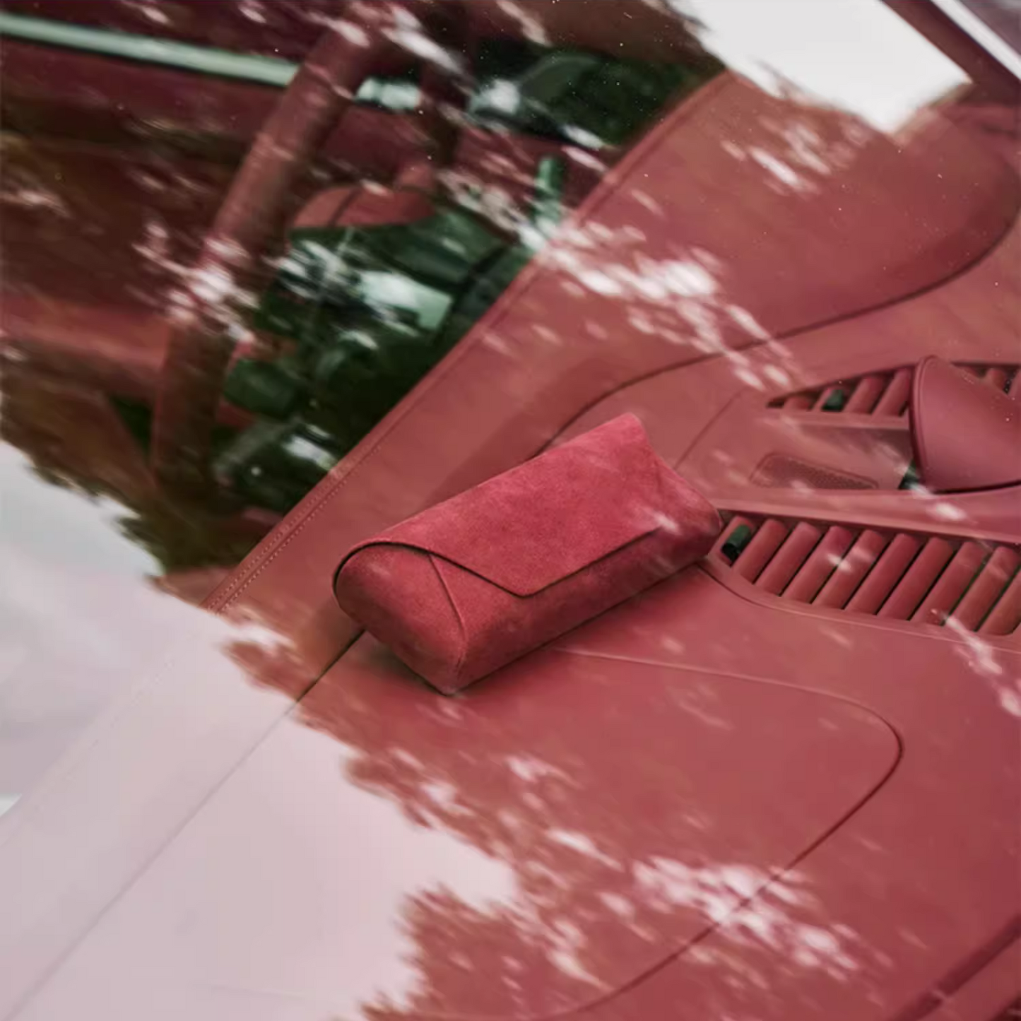 Alcantara Sunglasses Holder for Car Visor Burgundy 1 | Racesio.com