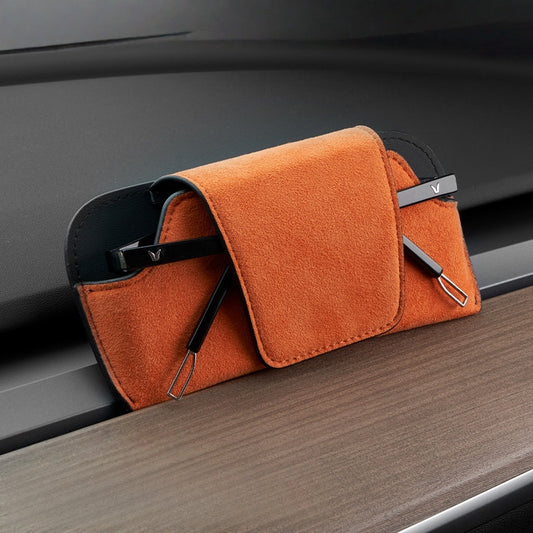 Alcantara Car Sun Visor Glasses Holder – Premium Sunglasses & Eyeglasses Organizer for Vehicles