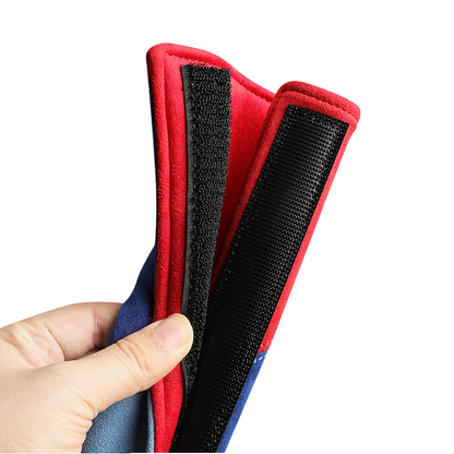 Alcantara Luxe International Flag Seat Belt Covers