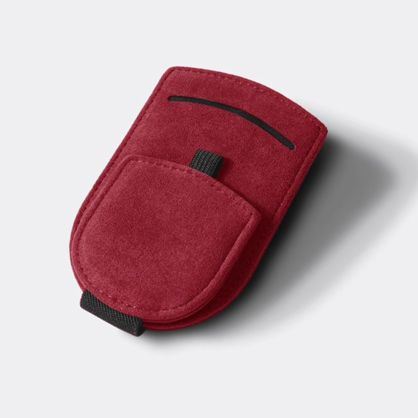 Alcantara Car Visor Glasses Holder & Cardholder Burgundy 1| Racesio.com