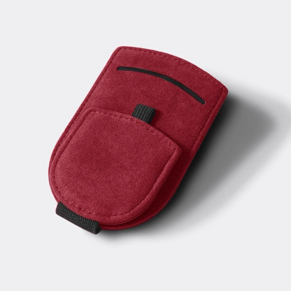 Alcantara Car Visor Glasses Holder & Cardholder Burgundy 1| Racesio.com