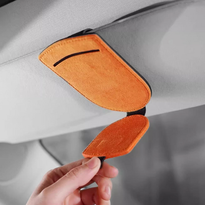 Alcantara Car Visor Glasses Holder & Cardholder orange 1 | Racesio.com