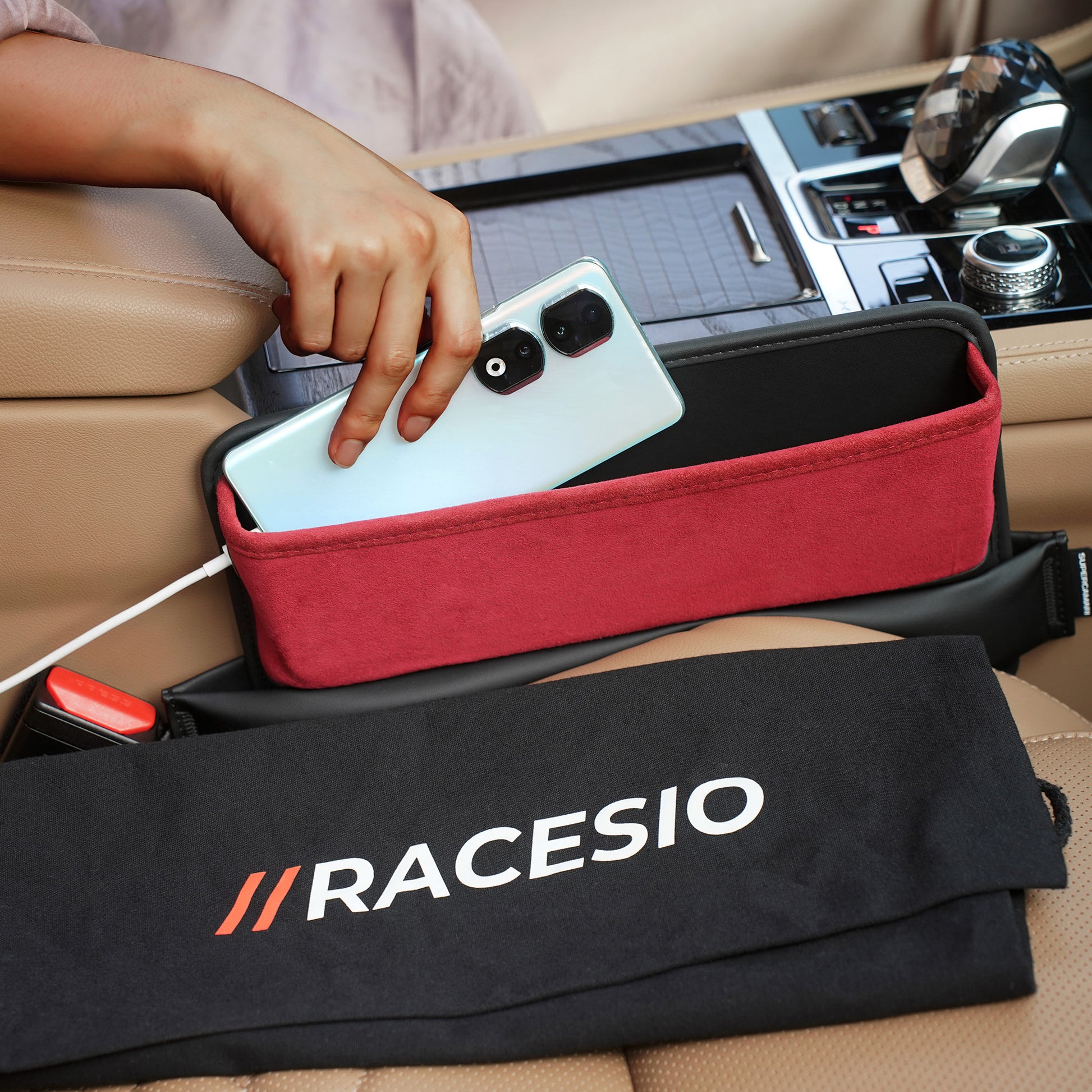 Alcantara Car Seat Gap Filler 2 | Racesio.com