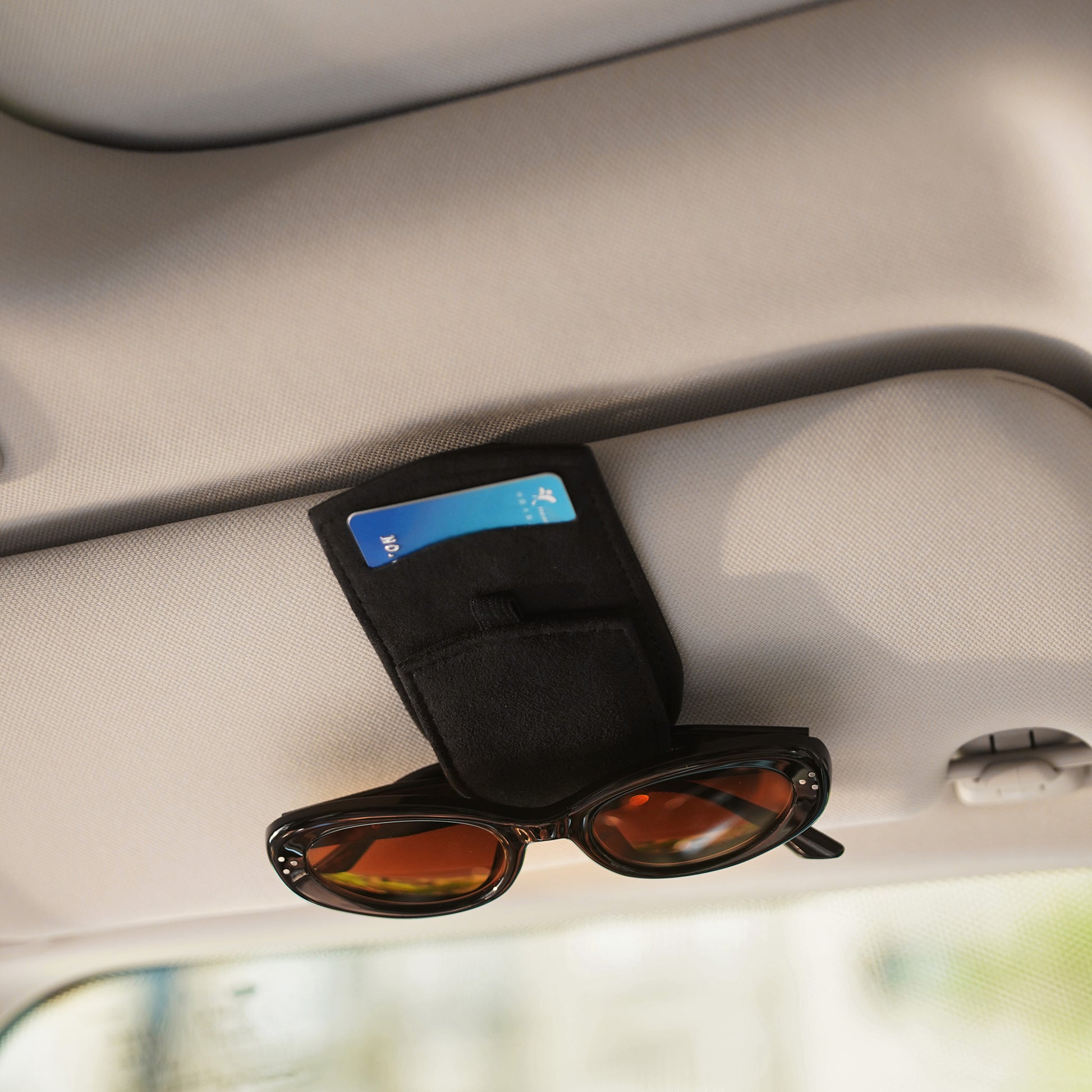 Alcantara Car Visor Glasses Holder & Cardholder 1 | Racesio.com