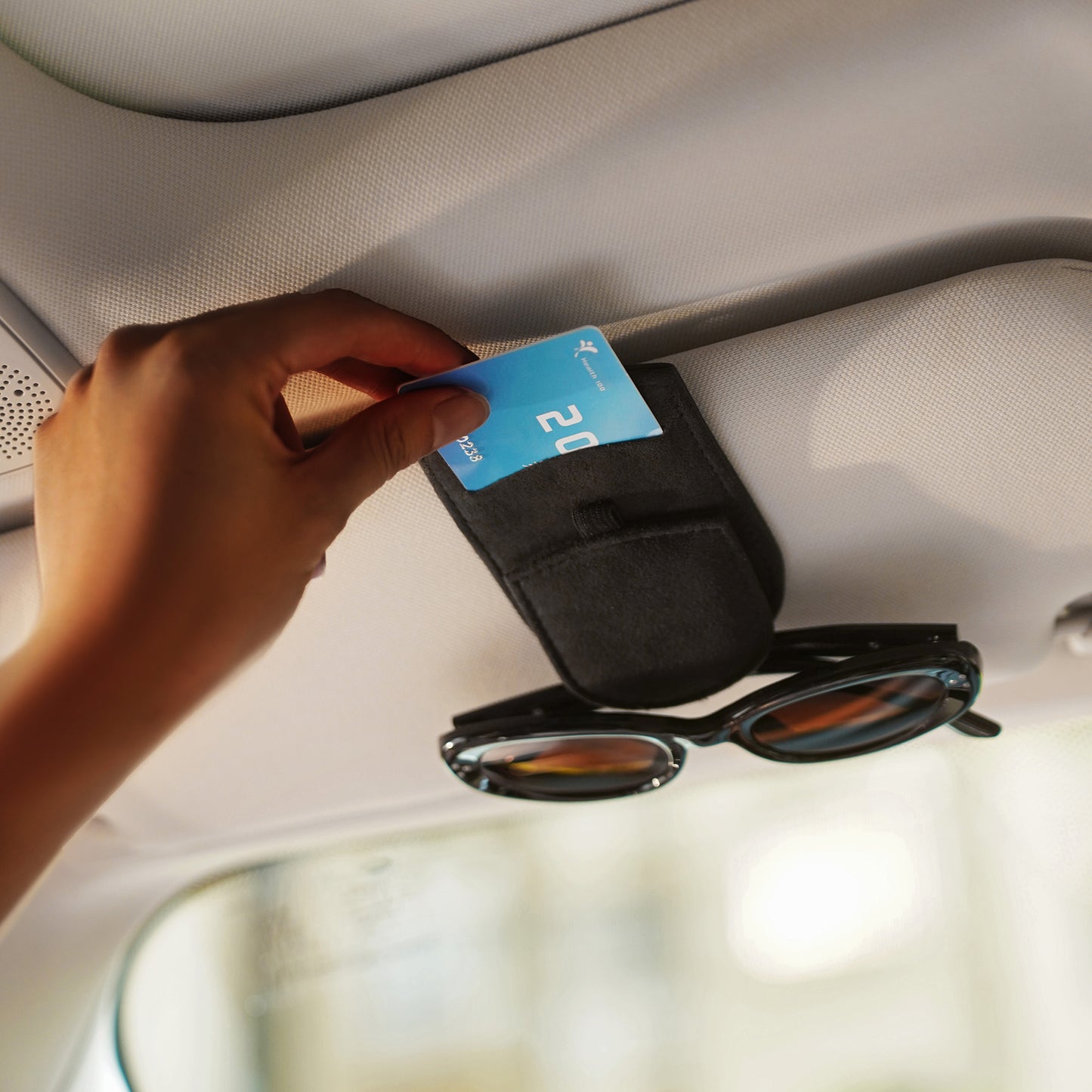 Alcantara Car Visor Glasses Holder & Cardholder 2 | Racesio.com