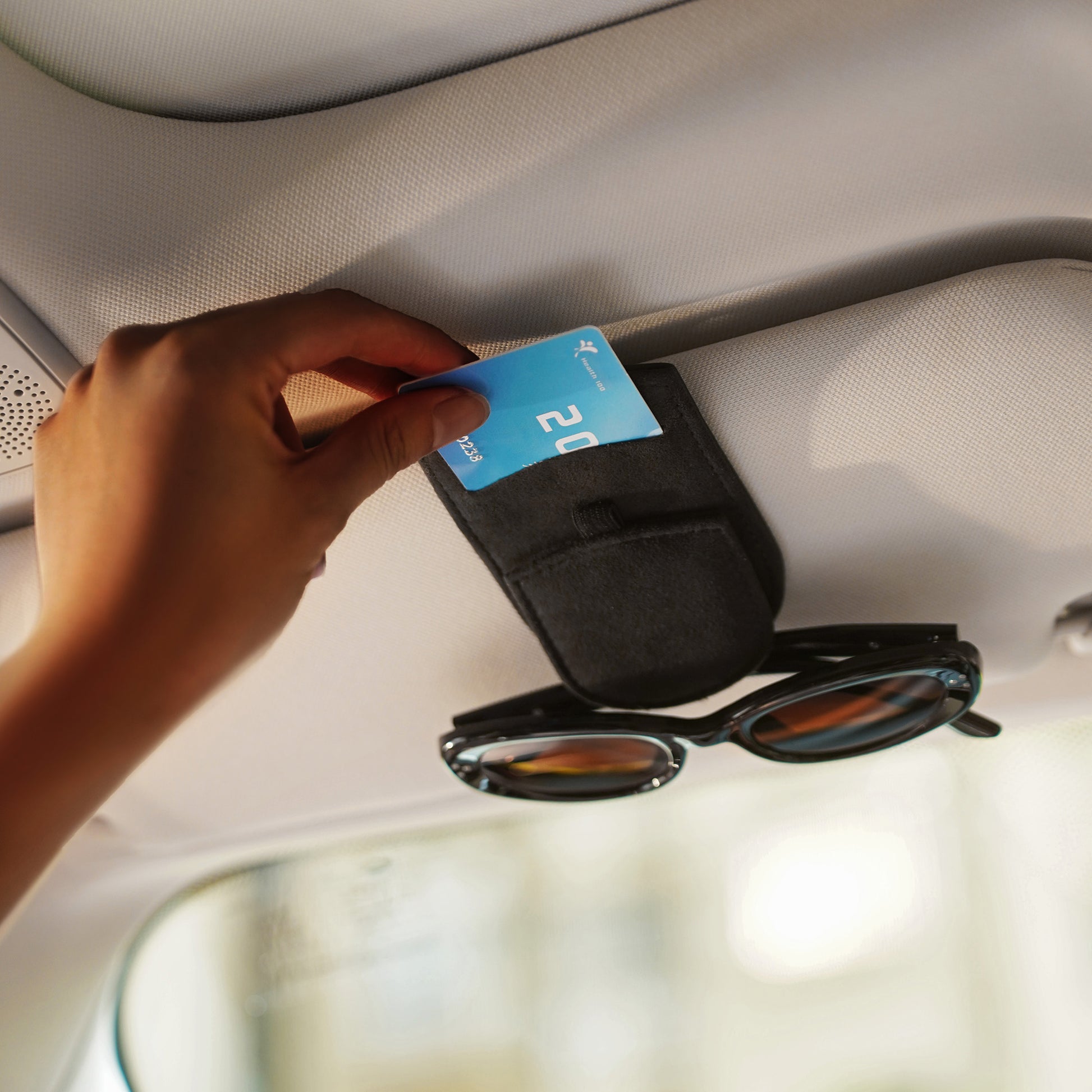 Alcantara Car Visor Glasses Holder & Cardholder 2 | Racesio.com