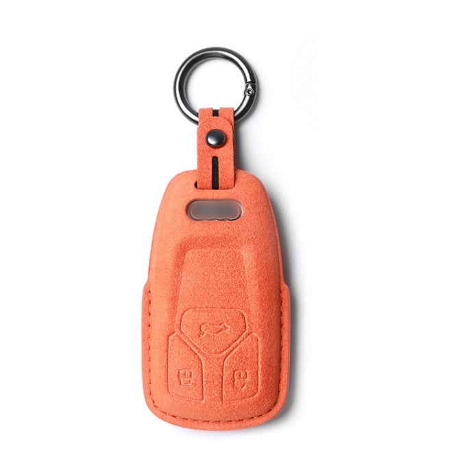 Alcantara Key Fob Cover for Audi A4 A5 A6 and More Bright Orange | Racesio.com