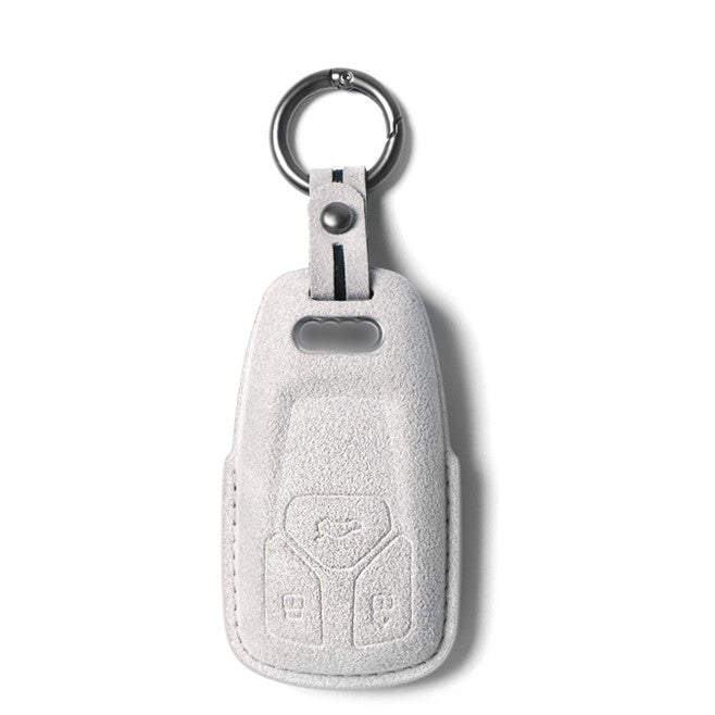 Alcantara Key Fob Cover for Audi A4 A5 A6 and More Light Grey | Racesio.com