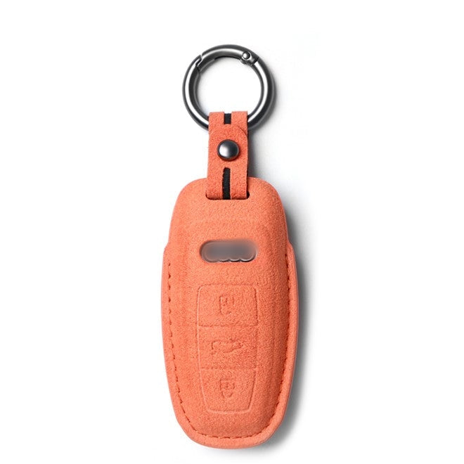 Alcantara Key Fob Cover for Audi E-Tron Series and More Bright Orange | Racesio.com