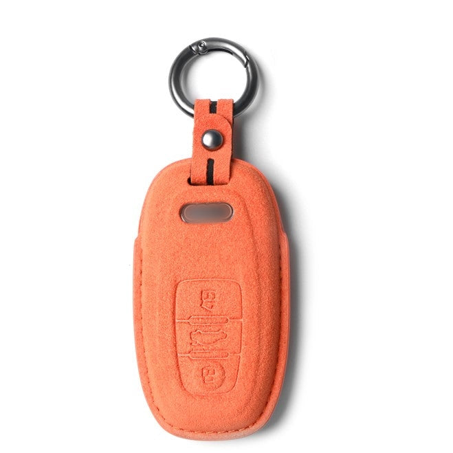 Alcantara Key Fob Cover for Audi Q5 Q8 and More Bright Orange | Racesio.com