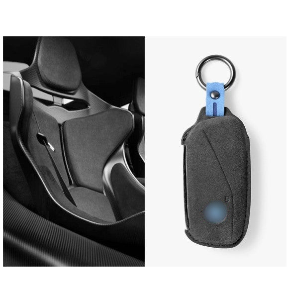 Alcantara Key Fob Cover for BMW 7 Series X7 and More Dark Grey | Racesio.com