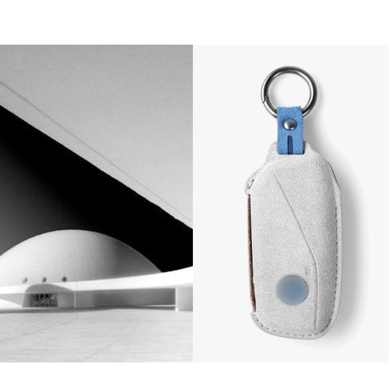 Alcantara Key Fob Cover for BMW 7 Series X7 and More Light Grey | Racesio.com