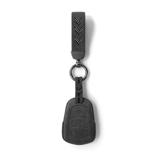 Alcantara Key Fob Cover for Cadillac Escalade 4 Buttons Key Dark Grey | Racesio.com