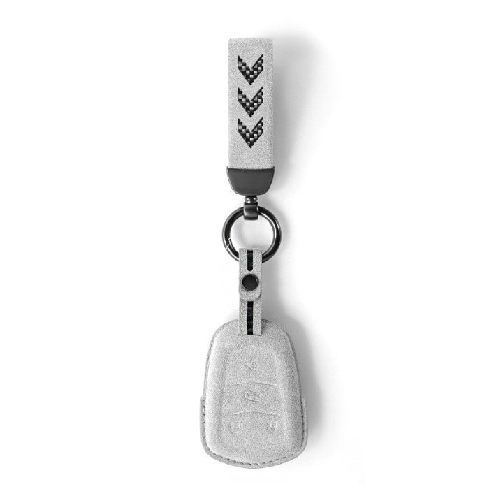 Alcantara Key Fob Cover for Cadillac Escalade 4 Buttons Key LightGrey | Racesio.com