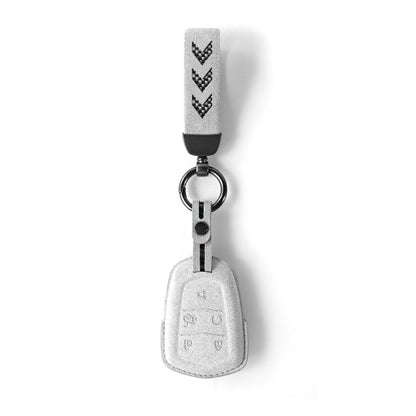 Alcantara Key Fob Cover for Cadillac Escalade 5 Buttons Key Light Grey | Racesio.com