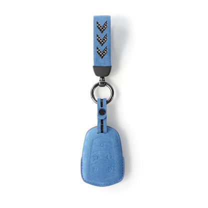Alcantara Key Fob Cover for Cadillac Escalade 5 Buttons Key Sky Blue | Racesio.com