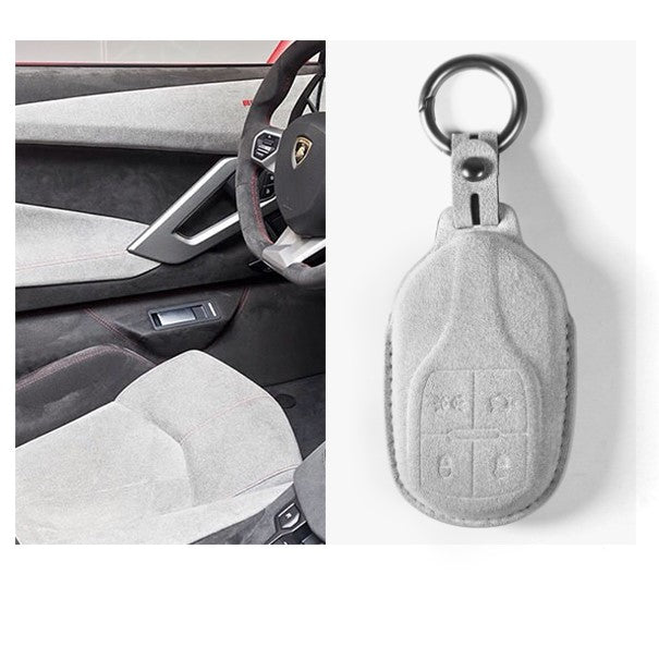 Alcantara Key Fob Cover for Maserati Light grey | Racesio
