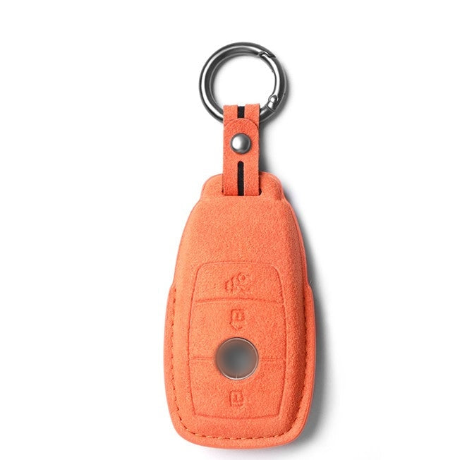 Alcantara Key Fob Cover for Mercedes-Benz C E Class and More Bright Orange | Racesio.com