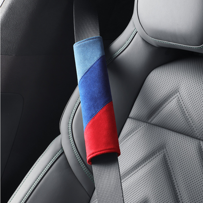 Alcantara Luxe International Flag Seat Belt Covers