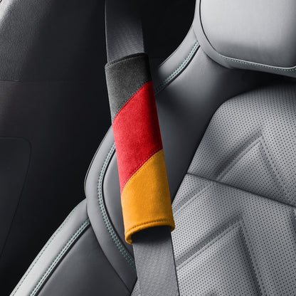 Alcantara Luxe International Flag Seat Belt Covers