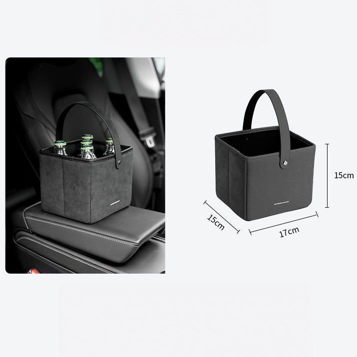 Alcantara Foldable Car Storage Box – Multifunction Organizer Basket