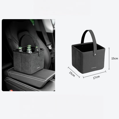 Alcantara Foldable Car Storage Box – Multifunction Organizer Basket