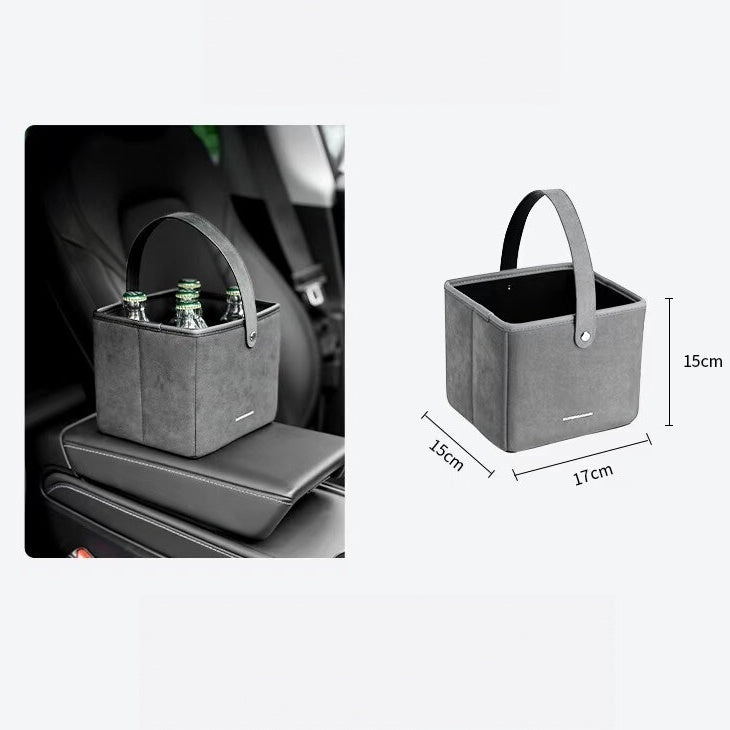 Alcantara Foldable Car Storage Box – Multifunction Organizer Basket