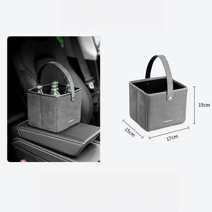Alcantara Foldable Car Storage Box – Multifunction Organizer Basket