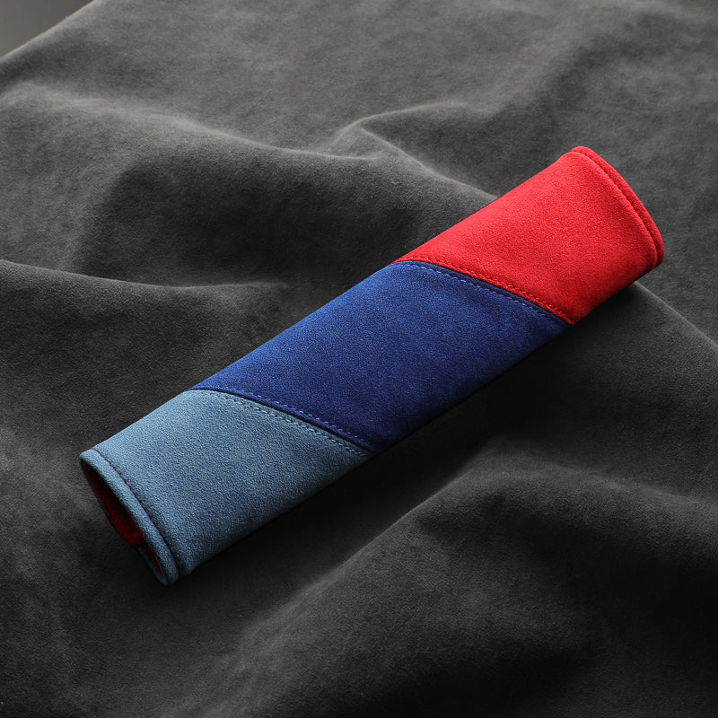 Alcantara Luxe International Flag Seat Belt Covers