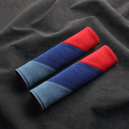 Alcantara Luxe International Flag Seat Belt Covers