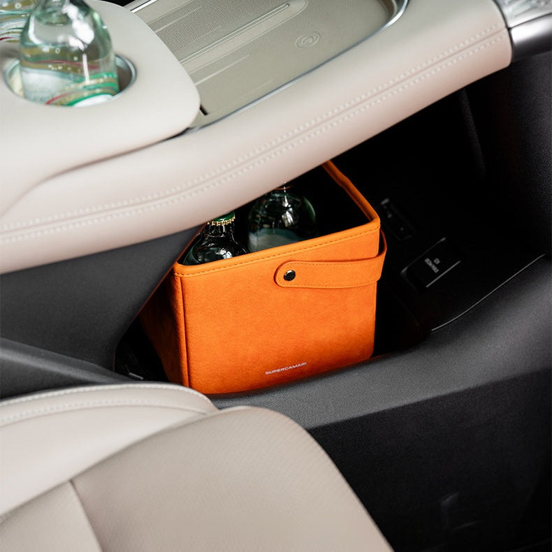 Alcantara Foldable Car Storage Box – Multifunction Organizer Basket