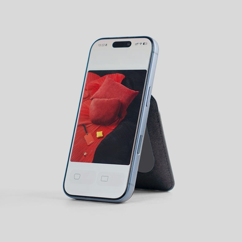 Alcantara MagSafe Card Holder for iPhone – Magnetic Wallet & Phone Stand