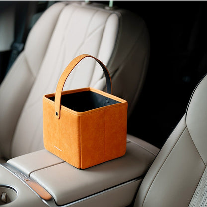 Alcantara Foldable Car Storage Box – Multifunction Organizer Basket