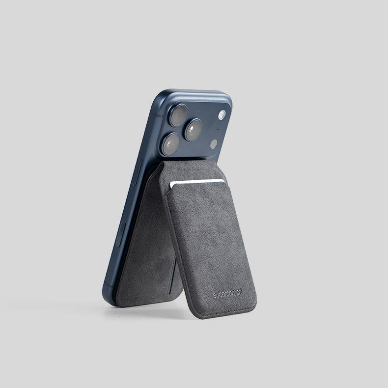 Alcantara MagSafe Card Holder for iPhone – Magnetic Wallet & Phone Stand