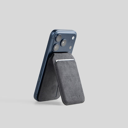 Alcantara MagSafe Card Holder for iPhone – Magnetic Wallet & Phone Stand