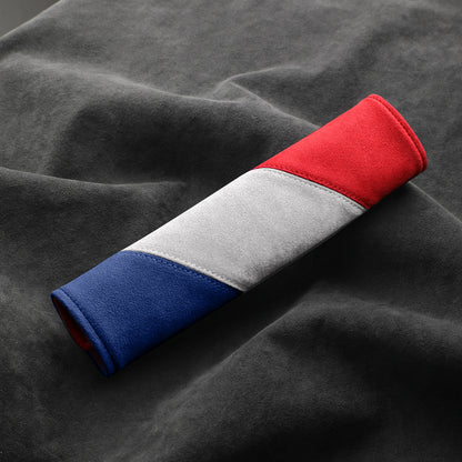 Alcantara Luxe International Flag Seat Belt Covers