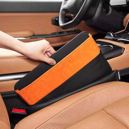 Alcantara Car Seat Gap Filler Organizer with Storage review orange 4 | Racesio.com