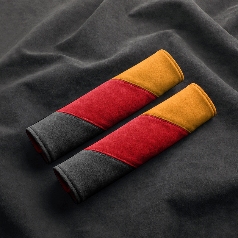 Alcantara Luxe International Flag Seat Belt Covers