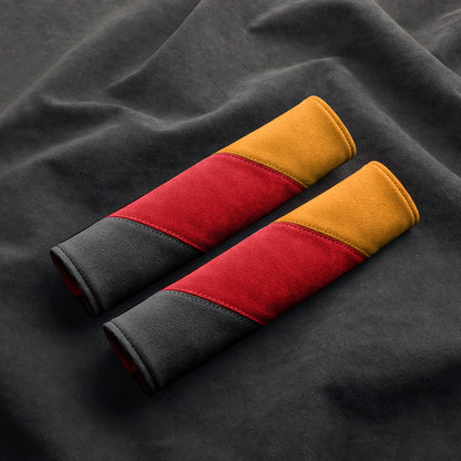 Alcantara Luxe International Flag Seat Belt Covers